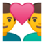 Emoji de pareja con corazón: hombre, hombre en Android, Google