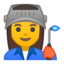 Emoji de mujer trabajadora de la fábrica en Android, Google