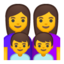 Emoji de familia: mujer, mujer, niño, niño en Android, Google