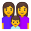 family: woman, woman, boy Emoji on Android, Google