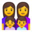 Emoji de Familia: mujer, mujer, chica, chico en Android, Google