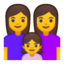 family: woman, woman, girl Emoji on Android, Google