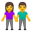 woman and man holding hands Emoji on Android, Google