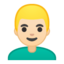 Emoji de hombre: cabello rubio en Android, Google