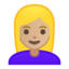 Emoji de mujer: pelo rubio en Android, Google