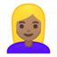Emoji de mujer: pelo rubio en Android, Google