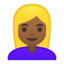 Emoji de mujer: pelo rubio en Android, Google