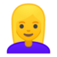 Emoji de mujer: pelo rubio en Android, Google