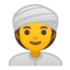 woman wearing turban Emoji on Android, Google