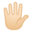 Emoji de mano con los dedos extendidos en Android, Google