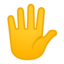 Emoji de mano con los dedos extendidos en Android, Google