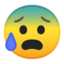 anxious face with sweat Emoji on Android, Google