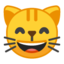 Emoji de gato sonriente con ojos sonrientes en Android, Google