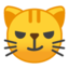 Emoji de gato con sonrisa irónica en Android, Google