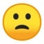 slightly frowning face Emoji on Android, Google