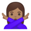 woman gesturing NO Emoji on Android, Google