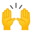 raising hands Emoji on Android, Google