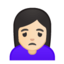 woman frowning Emoji on Android, Google