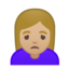 woman frowning Emoji on Android, Google