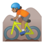 person mountain biking Emoji on Android, Google