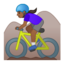 woman mountain biking Emoji on Android, Google