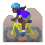 woman mountain biking Emoji on Android, Google