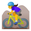 woman mountain biking Emoji on Android, Google