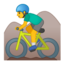 Emoji de hombre bicicleta de montaña en Android, Google