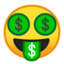 Emoji de cara de boca de dinero en Android, Google