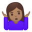 woman shrugging Emoji on Android, Google