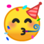 partying face Emoji on Android, Google