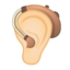 ear with hearing aid Emoji on Android, Google