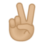 Emoji de mano con gesto de victoria en Android, Google