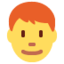 Emoji de hombre: pelo rojo en Twitter