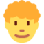 Emoji de hombre: pelo rizado en Twitter