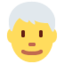 Emoji de hombre: pelo blanco en Twitter