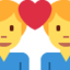 Emoji de pareja con corazón: hombre, hombre en Twitter