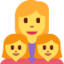 Emoji de Familia: mujer, niña, niña en Twitter