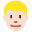 Emoji de hombre: cabello rubio en Twitter