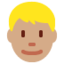 Emoji de hombre: cabello rubio en Twitter