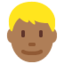 Emoji de hombre: cabello rubio en Twitter