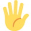 Emoji de mano con los dedos extendidos en Twitter